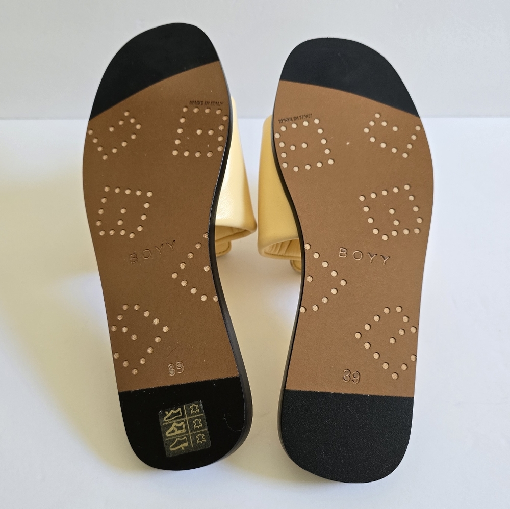 BOYY Leather Flat Sandals Size 39 Light Yellow - Picture 7 of 10